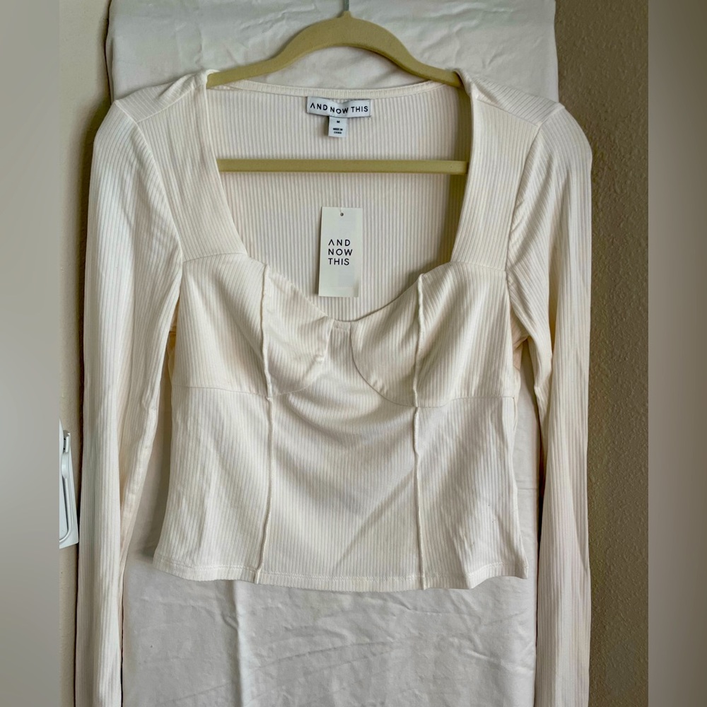 And Now This off-white long sleeve square neck top. Size M.